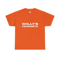 Willy's Favourite T‑Shirt — Bold White Text on Orange Tee